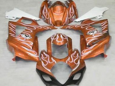 2007-2008 Suzuki GSXR 1000 Motorcycle Fairings - Orange White Flame UK Manufacturers