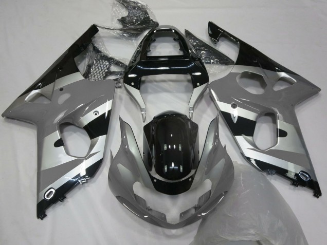 2000-2002 Suzuki GSXR 1000 Motorcycle Fairings - Grey Silver Glossy Black OEM Style UK Manufacturers