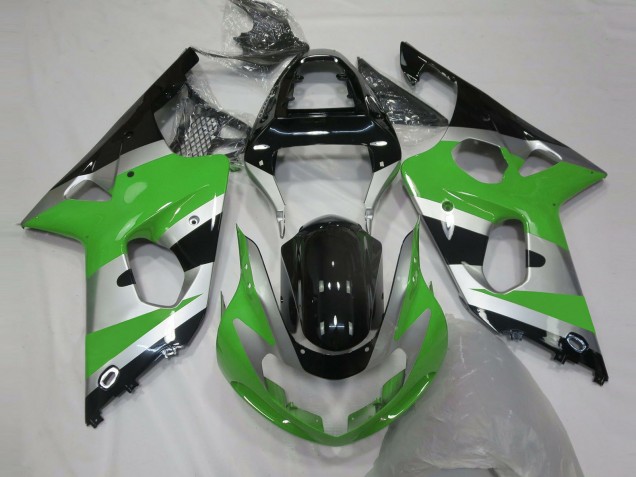 2000-2002 Suzuki GSXR 1000 Motorcycle Fairings - Green Silver Glossy Black OEM Style UK Manufacturers