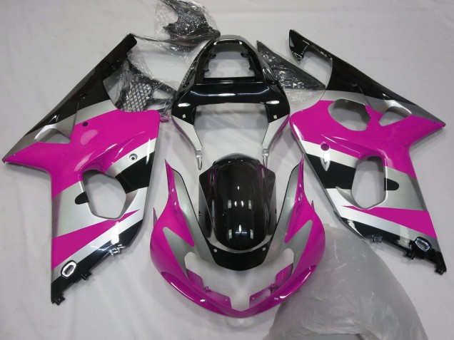 2000-2002 Suzuki GSXR 1000 Motorcycle Fairings - Pink Silver Glossy Black OEM Style UK Manufacturers