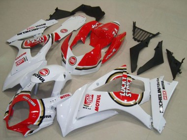 2007-2008 Suzuki GSXR 1000 Motorcycle Fairings - White Red Lucky Strike UK Manufacturers