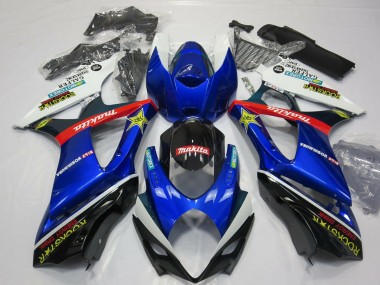 2007-2008 Suzuki GSXR 1000 Motorcycle Fairing - White Blue Red Black Rockstar UK Manufacturers