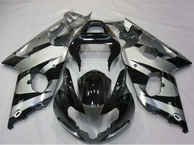 2000-2002 Suzuki GSXR 1000 Motorcycle Fairings - Silver Glossy Black UK Manufacturers