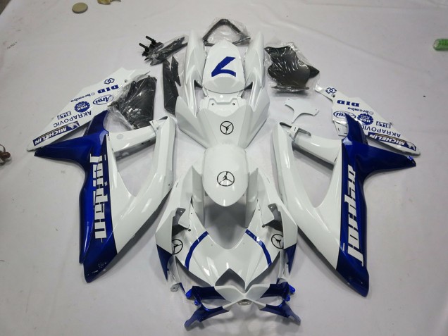 2008-2010 Suzuki GSXR 600 / GSXR 750 Motorcycle Fairings - White Blue Jordan UK Manufacturers