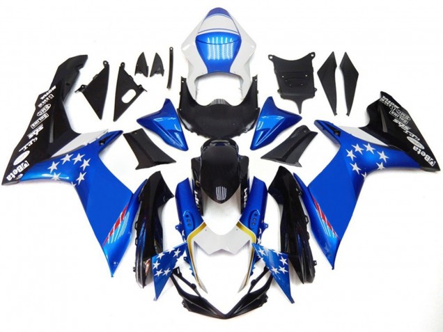 2011-2024 Suzuki GSXR 600 / GSXR 750 Motorcycle Fairings - Blue Style with Red Stars UK Manufacturers