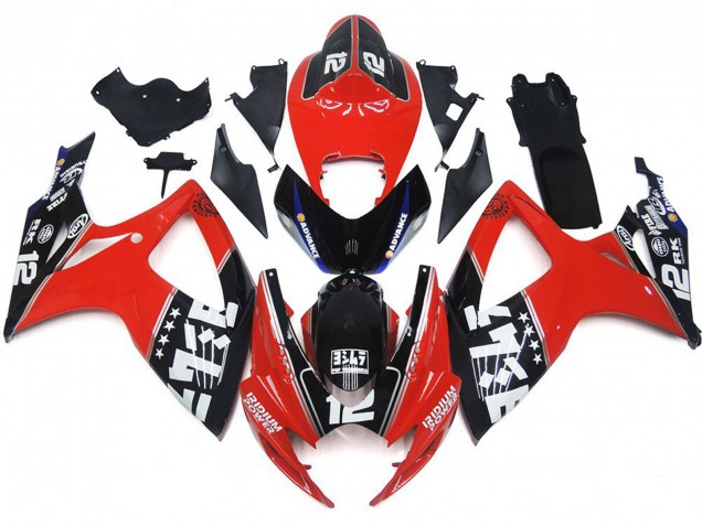 2006-2007 Suzuki GSXR 600 / GSXR 750 Motorcycle Fairings - Red Glossy Black White UK Manufacturers