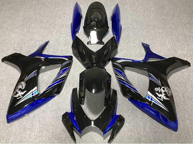 2006-2007 Suzuki GSXR 600 / GSXR 750 Motorcycle Fairing - Blue Glossy Black UK Manufacturers