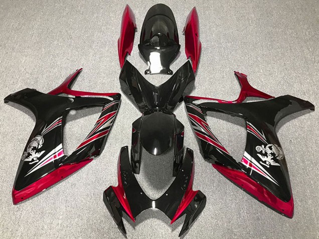 2006-2007 Suzuki GSXR 600 / GSXR 750 Motorcycle Fairing - Red Glossy Black UK Manufacturers