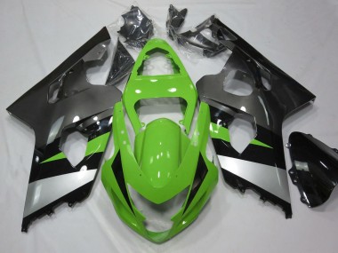 2004-2005 Suzuki GSXR 600 / GSXR 750 Motorcycle Fairing - Green Silver Glossy Black UK Manufacturers