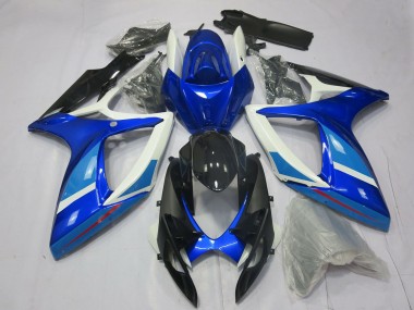 2006-2007 Suzuki GSXR 600 / GSXR 750 Motorcycle Fairing - White Blue Glossy Black UK Manufacturers