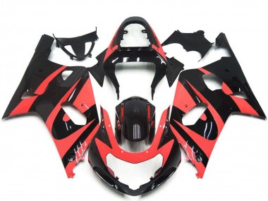 2001-2003 Suzuki GSXR 600 / GSXR 750 Motorcycle Fairings - Light Red Glossy Black OEM Style UK Manufacturers
