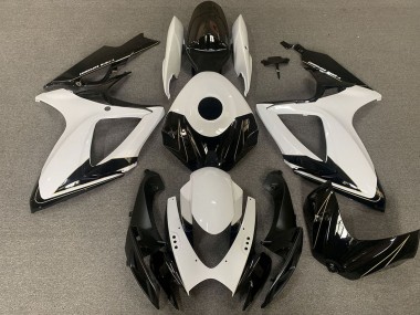 2006-2007 Suzuki GSXR 600 / GSXR 750 Motorcycle Fairings - White Glossy Black UK Manufacturers