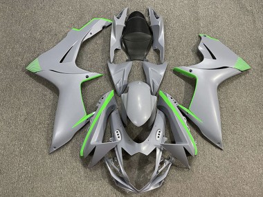 2011-2024 Suzuki GSXR 600 / GSXR 750 Motorcycle Fairings - Matte Nardo Grey Green Accents UK Manufacturers