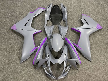 2011-2024 Suzuki GSXR 600 / GSXR 750 Motorcycle Fairings - Matte Nardo Grey Purple Accents UK Manufacturers