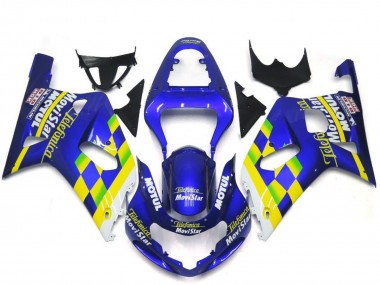 2001-2003 Suzuki GSXR 600 / GSXR 750 Motorcycle Fairings - Blue Yellow Green White MoviStar UK Manufacturers
