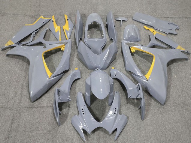 2006-2007 Suzuki GSXR 600 / GSXR 750 Motorcycle Fairings - Nardo Grey and Yellow Trim UK Manufacturers