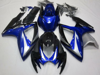 2006-2007 Suzuki GSXR 600 / GSXR 750 Motorcycle Fairings - Blue Silver Glossy Black OEM Style UK Manufacturers