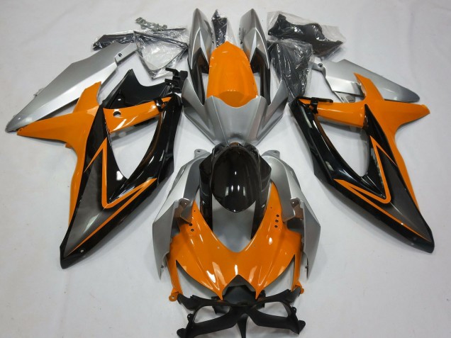 2008-2010 Suzuki GSXR 600 / GSXR 750 Motorcycle Fairings - Silver Orange Glossy Black UK Manufacturers