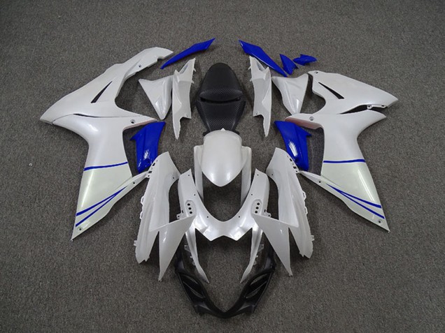 2011-2024 Suzuki GSXR 600 / GSXR 750 Motorcycle Fairings - Pearl White and Dark Blue UK Manufacturers