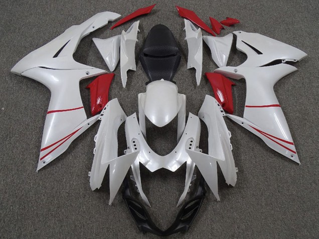 2011-2024 Suzuki GSXR 600 / GSXR 750 Motorcycle Fairings - Pearl White and Red UK Manufacturers