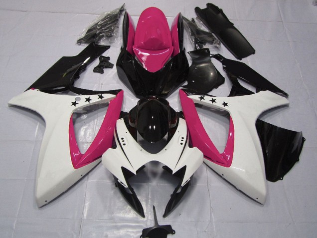 2006-2007 Suzuki GSXR 600 / GSXR 750 Motorcycle Fairings - Pink White Glossy Black Star UK Manufacturers
