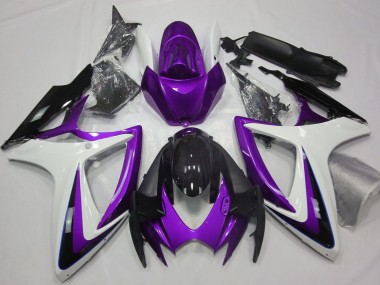 2006-2007 Suzuki GSXR 600 / GSXR 750 Motorcycle Fairings - Purple White Glossy Black UK Manufacturers