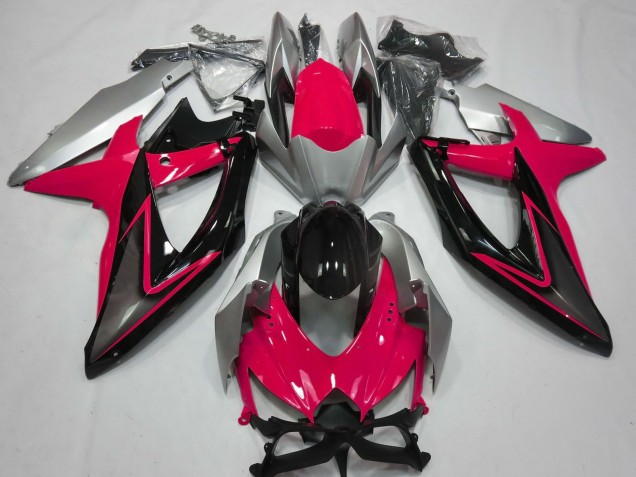 2008-2010 Suzuki GSXR 600 / GSXR 750 Motorcycle Fairings - Silver Red Glossy Black UK Manufacturers