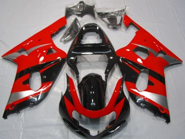 2001-2003 Suzuki GSXR 600 / GSXR 750 Motorcycle Fairings - Red Silver Glossy Black OEM Style UK Manufacturers