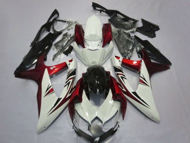 2008-2010 Suzuki GSXR 600 / GSXR 750 Motorcycle Fairings - White Red Glossy Black UK Manufacturers