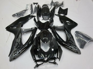 2008-2010 Suzuki GSXR 600 / GSXR 750 Motorcycle Fairings - Glossy Black Silver UK Manufacturers