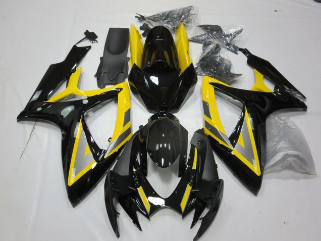 2006-2007 Suzuki GSXR 600 / GSXR 750 Motorcycle Fairings - Yellow Silver Glossy Black UK Manufacturers