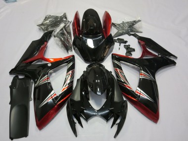 2006-2007 Suzuki GSXR 600 / GSXR 750 Motorcycle Fairings - Red Glossy Black UK Manufacturers