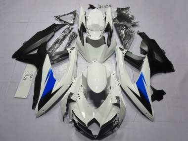 2008-2010 Suzuki GSXR 600 / GSXR 750 Motorcycle Fairings - White Blue Matte Black UK Manufacturers