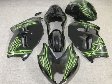 1996-2007 Suzuki GSXR 1300 Motorcycle Fairings - Glossy Black Green Lightning UK Manufacturers