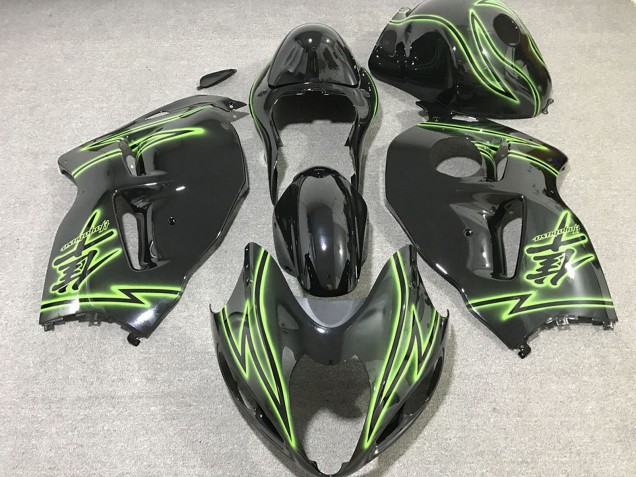 1996-2007 Suzuki GSXR 1300 Motorcycle Fairings - Glossy Black Green Lightning UK Manufacturers