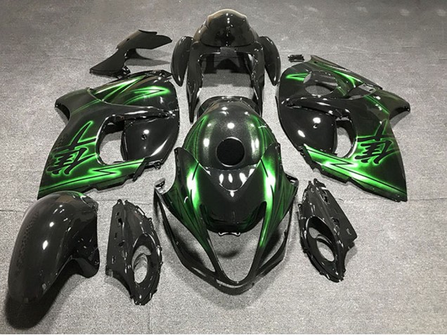 2008-2020 Suzuki GSXR 1300 Motorcycle Fairings - Glossy Black and Green UK Manufacturers