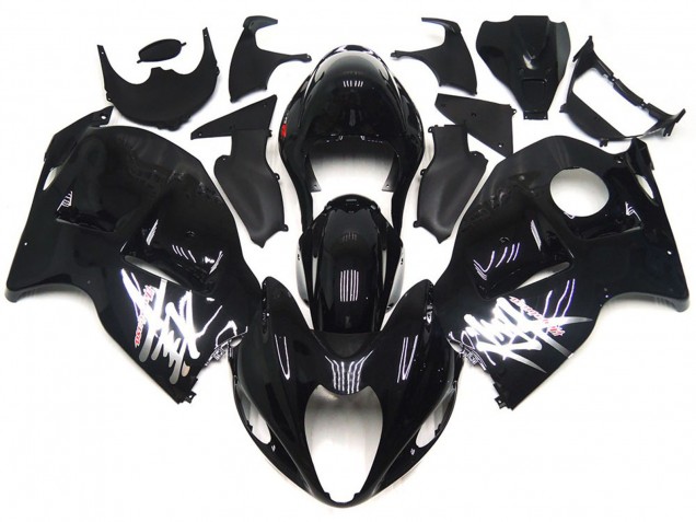 1996-2007 Suzuki GSXR 1300 Motorcycle Fairings - Glossy Black with Silver Decals UK Manufacturers
