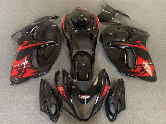 2008-2020 Suzuki GSXR 1300 Motorcycle Fairings - Glossy Black with Red Logo UK Manufacturers