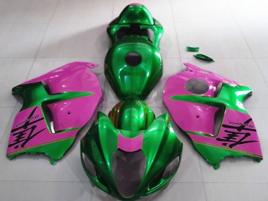 1996-2007 Suzuki GSXR 1300 Motorcycle Fairings - Glossy Green and Pink UK Manufacturers