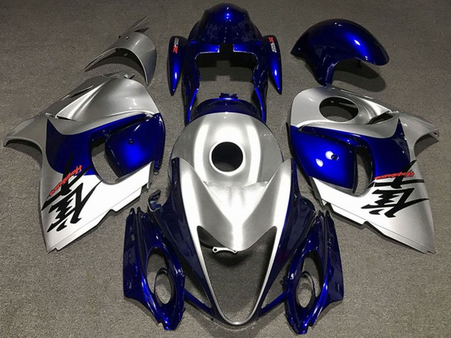 2008-2020 Suzuki GSXR 1300 Motorcycle Fairings - Glossy Silver and Blue UK Manufacturers