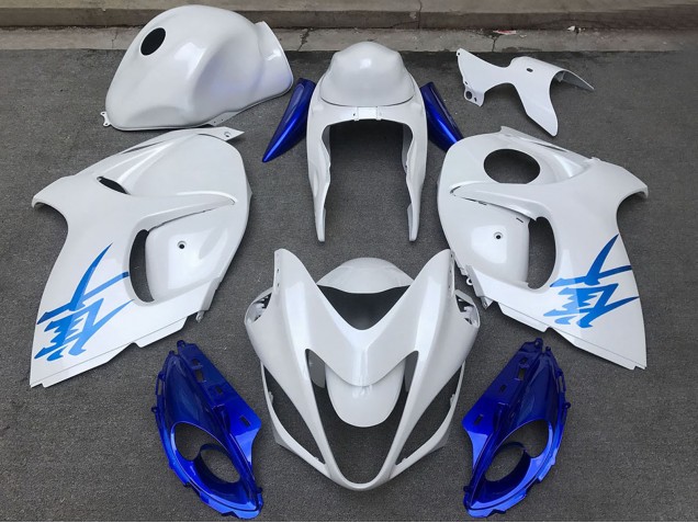2008-2020 Suzuki GSXR 1300 Motorcycle Fairings - Glossy White Blue UK Manufacturers