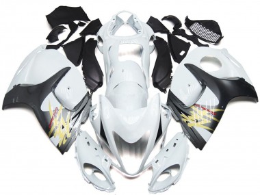 2008-2020 Suzuki GSXR 1300 Motorcycle Fairings - Glossy White with Silver Style UK Manufacturers
