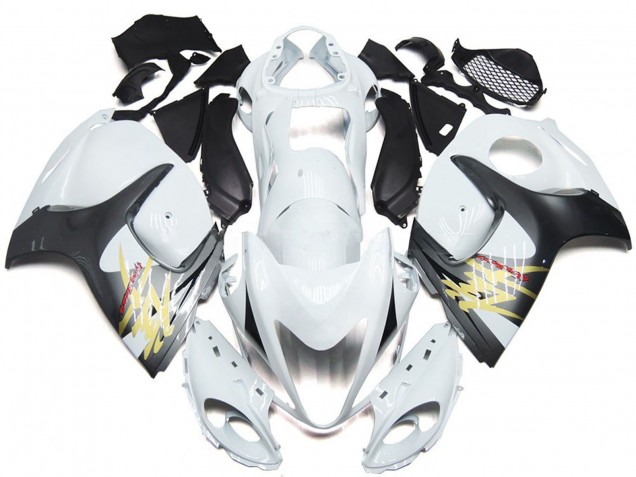 2008-2020 Suzuki GSXR 1300 Motorcycle Fairings - Glossy White with Silver Style UK Manufacturers