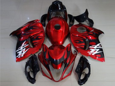 2008-2020 Suzuki GSXR 1300 Motorcycle Fairings - Red Black Flame UK Manufacturers