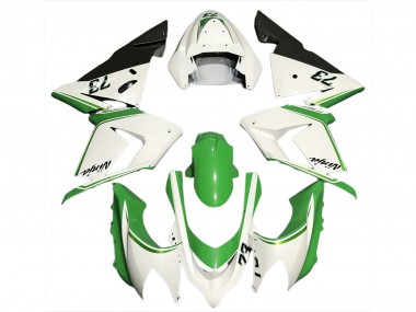 2004-2005 Kawasaki ZX10R Motorcycle Fairings - Glossy White Green UK Manufacturers