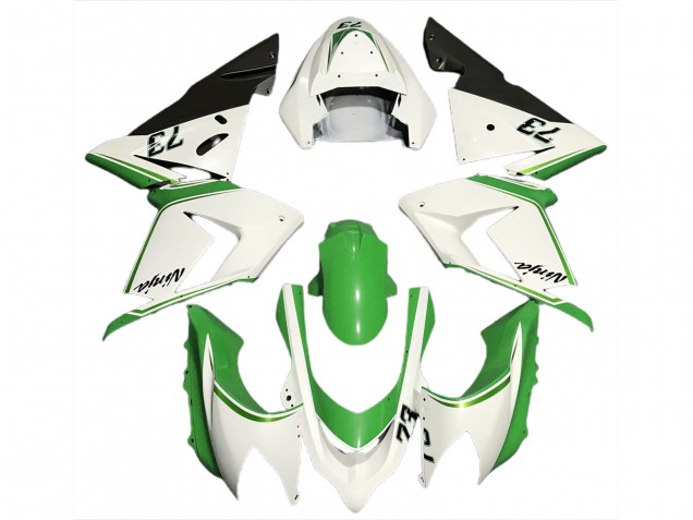 2004-2005 Kawasaki ZX10R Motorcycle Fairings - Glossy White Green UK Manufacturers