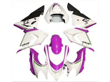2004-2005 Kawasaki ZX10R Motorcycle Fairings - Glossy White Pink UK Manufacturers