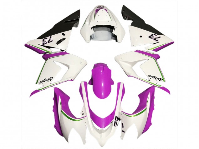 2004-2005 Kawasaki ZX10R Motorcycle Fairings - Glossy White Pink UK Manufacturers
