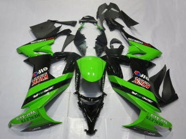 2008-2010 Kawasaki ZX10R Motorcycle Fairings - Green Black Red Kick Elf Henleys Vent-Axia UK Manufacturers