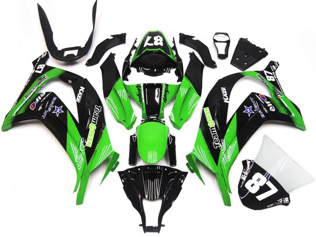 2016-2020 Kawasaki ZX10R Motorcycle Fairings - Green Glossy Black Team Green Star 87 UK Manufacturers